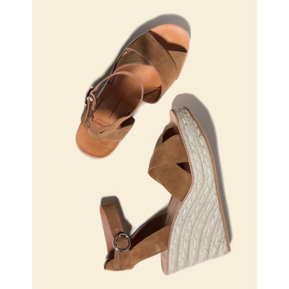 DOLCE VITA Pello Brown Suede Womens Espadrille Wedges Size 10 - Picture 12 of 12